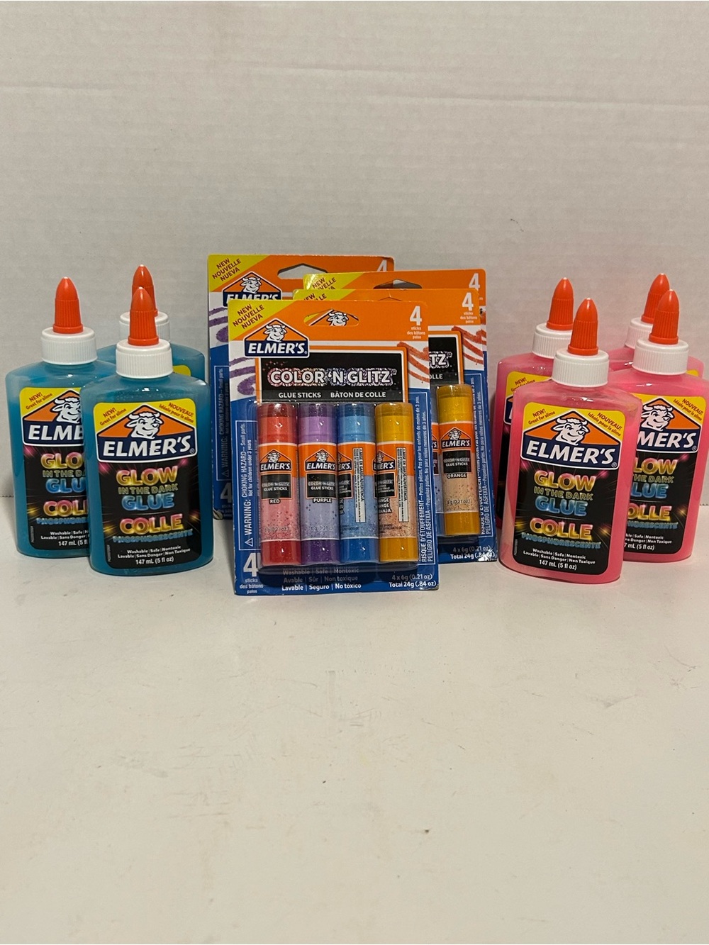 Elmer’s Glue Bundle 15 Assorted sticks Glow in the Dark-Glitter-Color changing